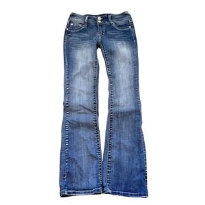 WallFlower Bootcut Jeans Womens 3 Blue Luscious Curvy Embroidered Rhinestone